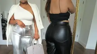 SILVER FAUX LEATHER TROUSERS | HOW TO STYLE | CURVY
