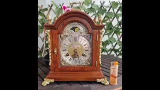 Warmink Mantel Shelf Clock Double Bell Strike With Rolling Moonphase Dutch