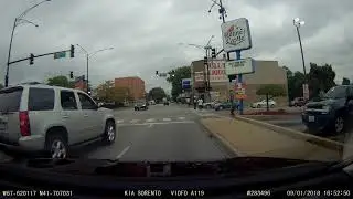 Driver hits Alicia's SUV after crossing over right lane.