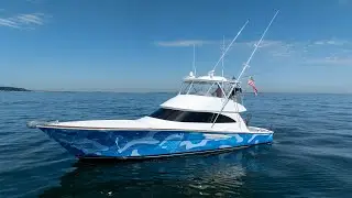 We Designed, Printed and Installed this Fully Custom Vinyl Wrap for the Viking 58 Yacht!