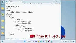 How to Create Nested Unordered List in HTML Using Notepad 