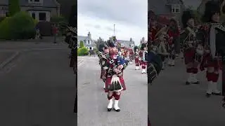 #royalguard marched back to barracks in #ballater #scotland led by #pipesanddrums with #pony mascot