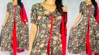 Designer high low Umbrella Kurti cutting and stitching/Front open dress cutting and stitching