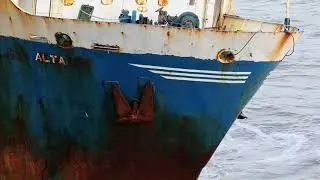 'Ghost Ship' MV ALTA washed up on the Irish coast during Storm Dennis