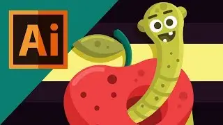 Apple Worm - Flat Design Illustrator Creation Process
