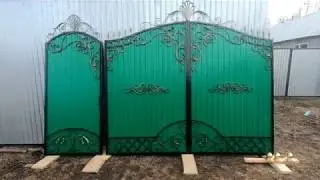 ворота из профнастила с элементами художественной ковки своими руками