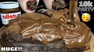 🍫ASMR NUTELLA FUDGE CHOCOLATE MOUNTAIN CAKE MUKBANG |10K SUBS🎉누텔라 케이크 | ヌテラケーキ | كيك نوتيلا |花生醬蛋糕