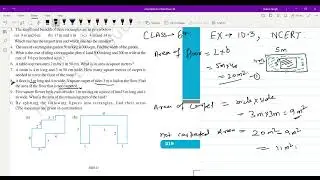 Perimeter and Area, class 6 ncert, ques 8,ex 10.3