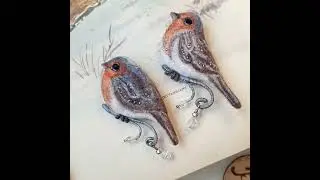 Брошь малиновка 🐦 ручная работа 