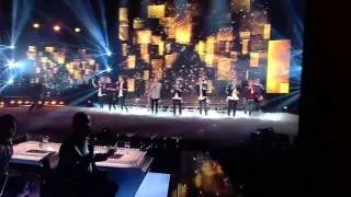 Lee Nelson walks on stage in the middle of sterokicks performance Xfactor 2014