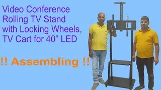 Video Conference  Rolling TV Floor Stand with Locking Wheels, TV  for 40 Inch Screens Assembling