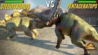 Stegosaurus vs Pentaceratops - Jurassic World Evolution 2 | JWE 2