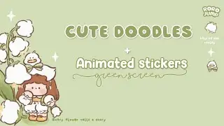 Cute animated stickers + doodle gifs| (green screen)