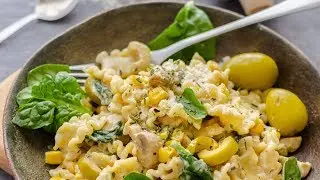 Pasta with Spinach & Mushrooms (Instant Pot Pressure Cooker Recipe)