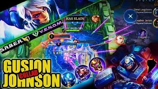 SABER SQUAD & VENOM SQUAD COLLAB [JOHNSON x GUSION 🔥] THE FAKE TAXI - How to drive Johnson MLBB