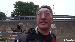 Punk kids swing on Twitch streamer CookSux in Liverpool, UK