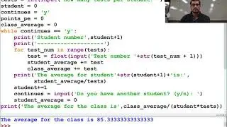 10-4-18 Review While and For Loops Test Average Problem PT 2