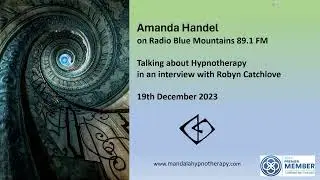 Amanda Handel speaking on hypnotherapy - radio interview Dec 2023