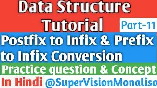 Part 11: Postfix to Infix & Prefix to Infix Conversion! Stack!! supervision Monalisa