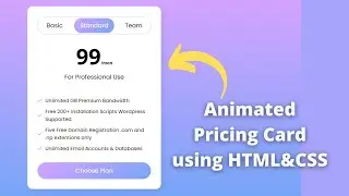 How To Make Animated Pricing Card UI Design using  HTML & CSS | Amit Tutorial