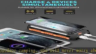 Solar Charger Power Bank 30000mAh, Qi Wireless Charger, Huge Capacity External Battery Pack USB Typ