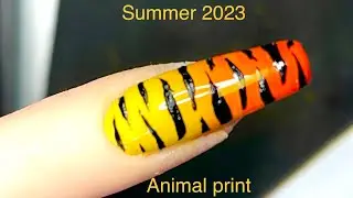 Animal print gel nail art| gel polish Hens paint|  #summernailart #nail2023 #nailpolish