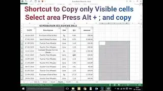 Excel Shortcut to Copy only Visible cells Press Alt + ;