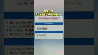 DSSSB PGT RECRUITMENT #govtjobs
