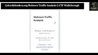 Cyberdefenders.org Malware Traffic Analysis 2 CTF Walkthrough