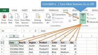 Filter shortcut in Excel