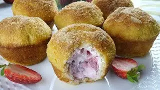 Cream Cheese Strawberry French Toast Muffins