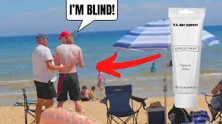 Blind man uses PAINT as sunscreen prank!