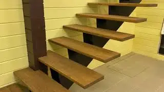 Лестница на заказ - металлокаркас ступени лиственница.