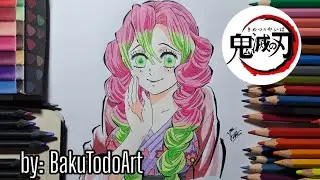 Dibujando a Kanroji Mitsuri de DemonSlayer | Drawing Mitsuri | Proceso creativo | Creative process