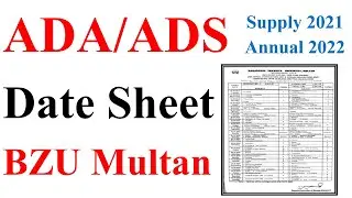 ADA ADS Supply 2021 & Annual 2022 Date Sheet Official BZU Multan | BZU Date Sheet ADA ADS