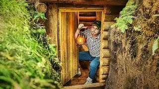 TINY-DUGOUT - My shelter became more cozy, laid out a stove and cooked some wild meat!