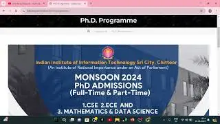 IIIT Sri City (AP) PhD Admission 2024 || PhD Admission 2024