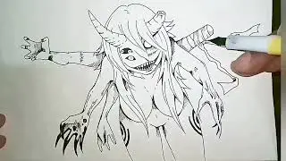 Random Demon Girl Pen Drawing  #penart #pendrawing #penartworks #artist #ratxart #girldrawing #pen