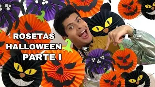 DECORACIÓN DE HALLOWEEN | ROSETAS DE PAPEL *Calabaza y Araña* TUTORIAL DIY