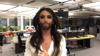 Conchita Wurst clip greetings before ZIB2 TV show