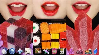 11MINUTES EMOJI EATING ASMR FOR SLEEP, GENSHIN FOOD ASMR, WAX CANDY HONEY JELLY ASMR 💙