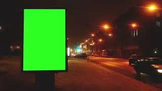 A Billboard With A Green Screen On A Streets Free HD  Videos Clips