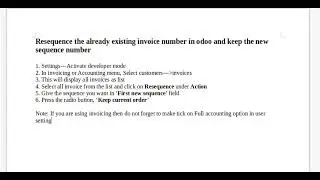 Resequence the already existing invoice number in odoo