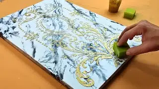 Stencil + Acrylic Pour = Amazing Art 🤩 You won't believe it's so easy