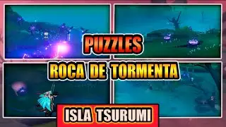 COMO RESOLVER LOS PUZZLES ROCA DE LA TORMENTA DE LA ISLA TSURUMI/UBICACION Y SOLUCION/GENSHIN IMPACT