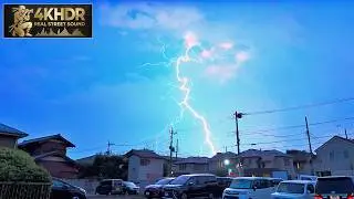 Strange Summer Night Walk Lightning Without Rain in Tokyo Suburbs | Japan 4K HDR