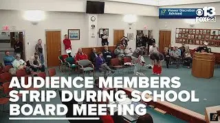 Audience members strip during Augusta School Board meeting on Title IX