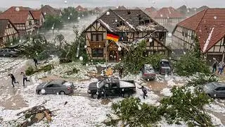 2 minutes ago in Germany! Heavy hailstorm hits Memmingen, cars destroyed