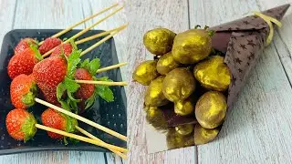DIY Chocolate Covered Strawberries Bouquet | Gold Strawberry Chocolate