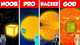 Minecraft Battle: NOOB vs PRO vs HACKER vs GOD: INSIDE SUN PLANET HOUSE BUILD CHALLENGE / Animation